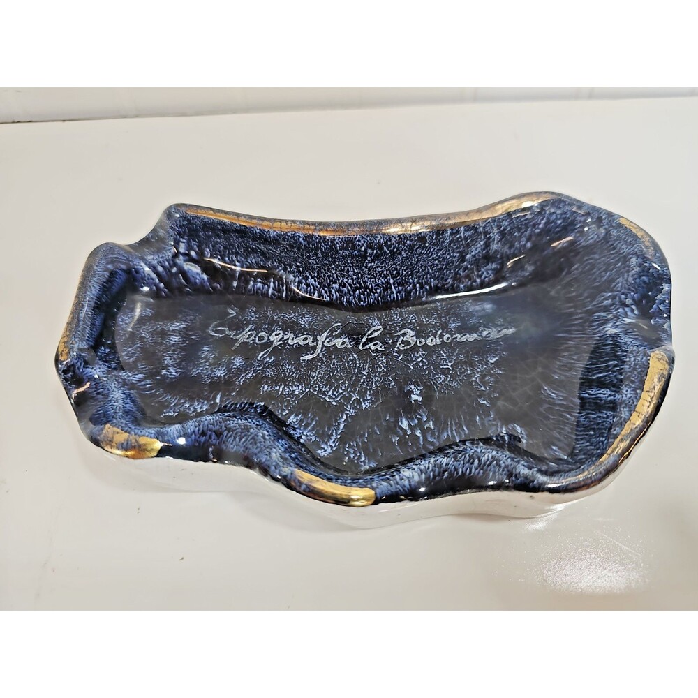 MCM Llaguart Venezuela Art Pottery Tray Blue Lava Recactive Glaze Chacao
